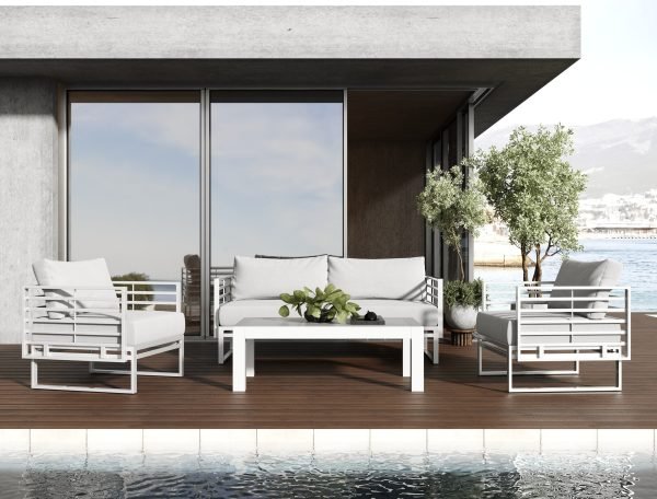 Renava Wharf - Outdoor Light Grey and White Sofa Set - Image 2