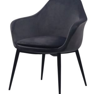 Modrest Wilson - Modern Grey Velvet & Black Dining Chair
