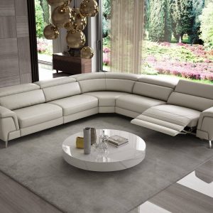 Coronelli Collezioni Wonder - Italian Modern Light Taupe Leather Sectional Sofa with Recliners