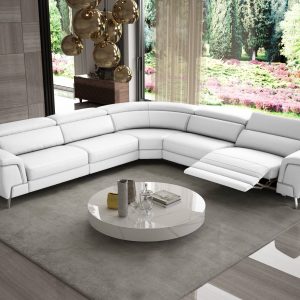 Coronelli Collezioni Wonder - Italian Modern White Leather Sectional Sofa with Recliners