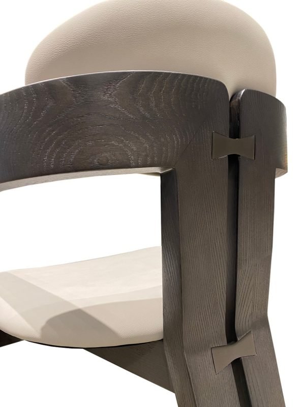 Modrest Thorne Light Grey and Dark Grey Arm Dining Chair - Image 2