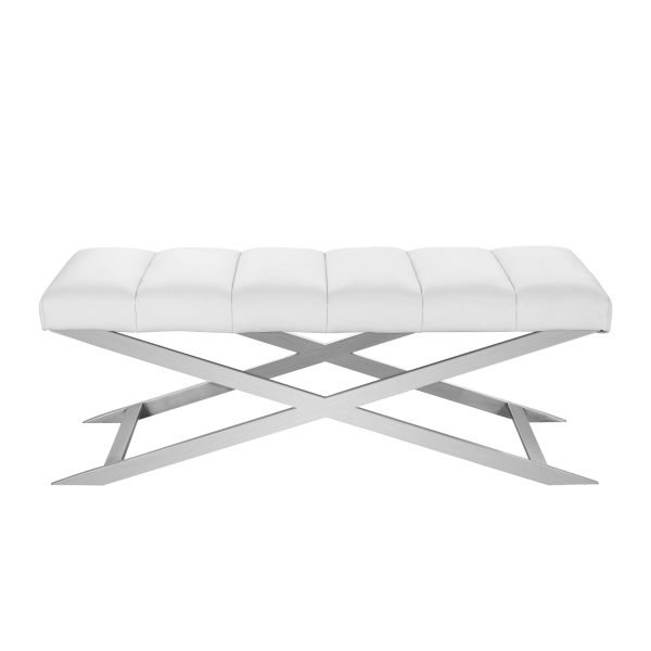 Modrest Xane - Contemporary White & Brushed Stainless Steel Bench - Image 2