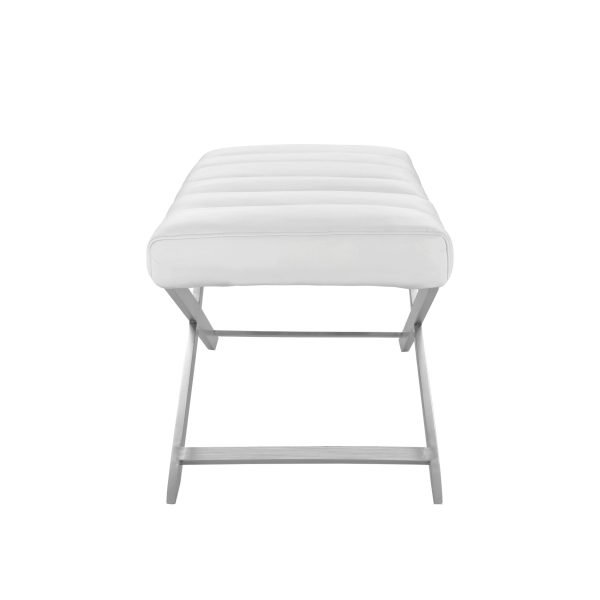 Modrest Xane - Contemporary White & Brushed Stainless Steel Bench - Image 3