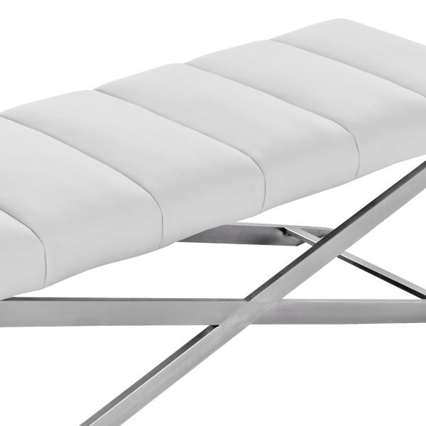 Modrest Xane - Contemporary White & Brushed Stainless Steel Bench - Image 4