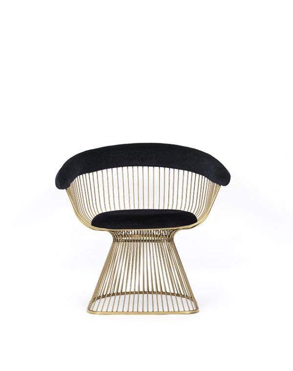Modrest Chandler Black Velvet & Gold Dining Chair - Image 2