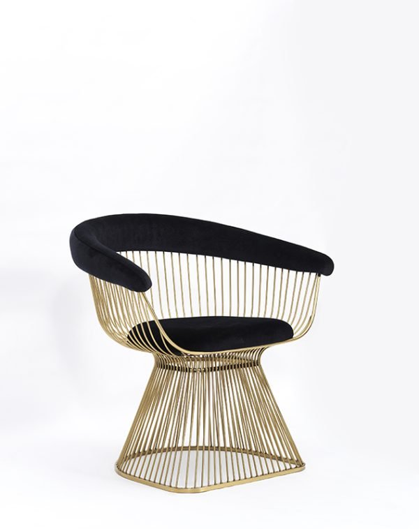 Modrest Chandler Black Velvet & Gold Dining Chair - Image 3