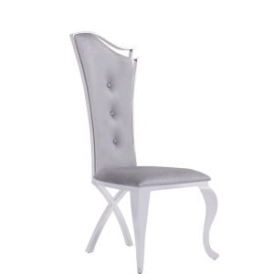 Modrest Bonnie Modern Grey Velvet & Stainless Steel Dining Chair (Set of 2)