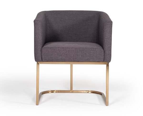 Modrest Yukon Modern Grey Fabric & Antique Brass Dining Chair - Image 2