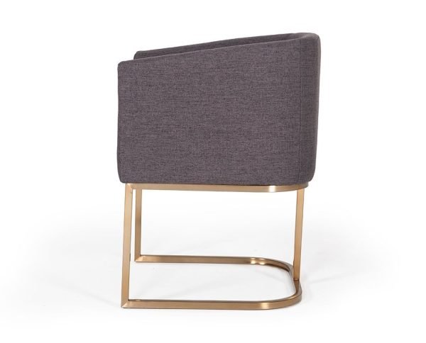 Modrest Yukon Modern Grey Fabric & Antique Brass Dining Chair - Image 3