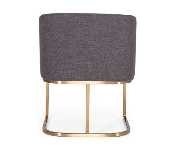 Modrest Yukon Modern Grey Fabric & Antique Brass Dining Chair - Image 4