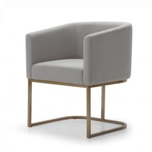 Modrest Yukon - Modern Medium Grey Fabric & Antique Brass Dining Chair