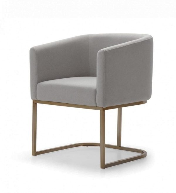 Modrest Yukon - Modern Medium Grey Fabric & Antique Brass Dining Chair
