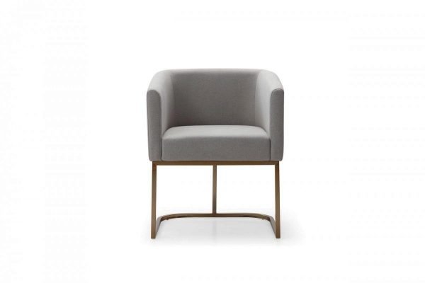 Modrest Yukon - Modern Medium Grey Fabric & Antique Brass Dining Chair - Image 2
