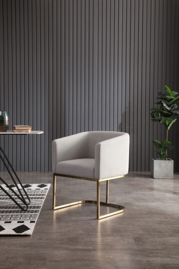 Modrest Yukon - Modern Light Grey Fabric Dining Chair - Image 2
