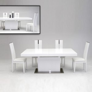 Zenith Modern White Extendable Dining Table